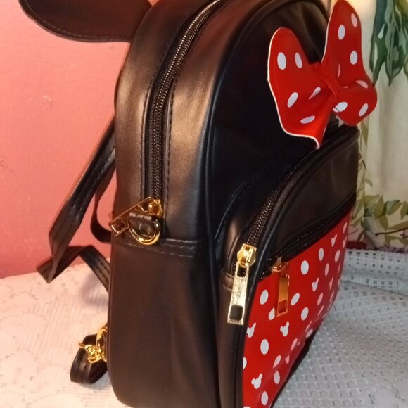 Disney Minnie Mouse Girls Fashion Red and Black Mini-Backpack and Girls Purse - Picture 6 of 16